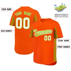 Orange Neon Green Leopard Graffiti Side Baseball Jersey 2