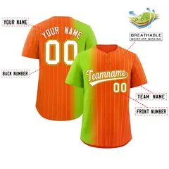 Orange Neon Green Pinstripe Gradient Baseball Jersey 2