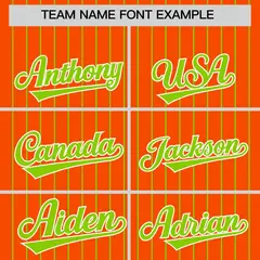 Orange Neon Green Pinstripe Two-Tone Baseball Jersey 3