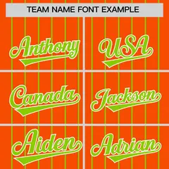 Orange Neon Green Pinstripe Two-Tone Baseball Jersey 3