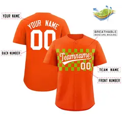 Orange Neon Green Plaid Fashion Authentic Baseball Jersey 2