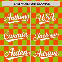 Orange Neon Green Plaid Fashion Authentic Baseball Jersey 3