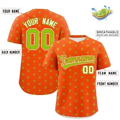 Orange Neon Green Polka Dot Graffiti Baseball Jersey 2