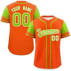 Orange Neon Green Raglan Sleeves Authentic Baseball Jersey