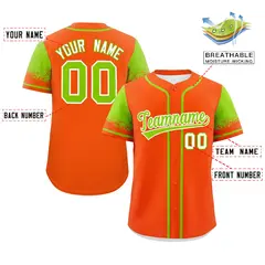 Orange Neon Green Raglan Sleeves Authentic Baseball Jersey 2