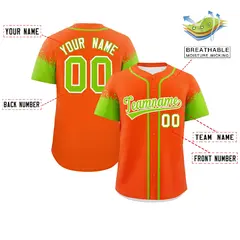 Orange Neon Green Raglan Sleeves Authentic Baseball Jersey 2