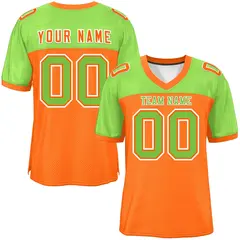 Orange-Neon Green Raglan Sleeves Football Jersey 1