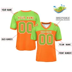 Orange-Neon Green Raglan Sleeves Football Jersey 2