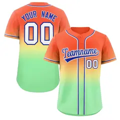 Orange Neon Green Royal-White Gradient Baseball Jersey