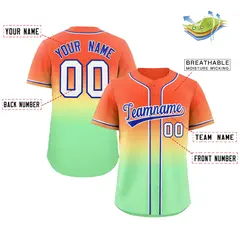 Orange Neon Green Royal-White Gradient Baseball Jersey 2