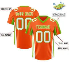 Orange Neon Green Side Stripe Authentic Football Jersey 2