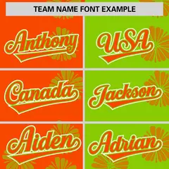 Orange Neon Green Split Flower Graffiti Baseball Jersey 3