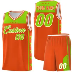 Orange Neon Green Star Pattern Basketball Jersey 1