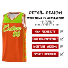 Orange Neon Green Star Pattern Basketball Jersey 2