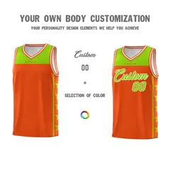 Orange Neon Green Star Pattern Basketball Jersey 3