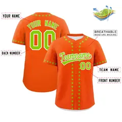 Orange Neon Green Star Ribbing Authentic Baseball Jersey 2