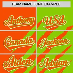 Orange Neon Green Tiger Claw Scratch Split Baseball Jersey 3