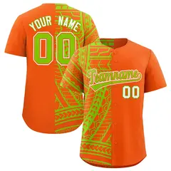 Orange Neon Green Tribal Split Baseball Jersey 1