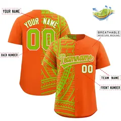 Orange Neon Green Tribal Split Baseball Jersey 2