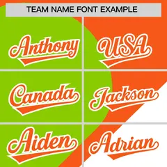 Orange Neon Green-White Color Block Half Heart Baseball Jersey 3
