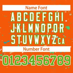 Orange Neon Green-White Splash Graffiti Striped Baseball Jersey 4