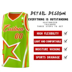 Orange Neon Green White Star Series Reversible Basketball Jersey 3
