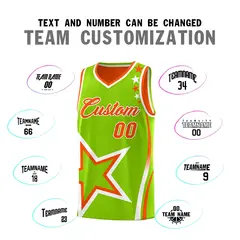 Orange Neon Green White Star Series Reversible Basketball Jersey 4