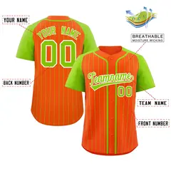 Orange Neon Green-White Stripe Raglan Baseball Jersey 2