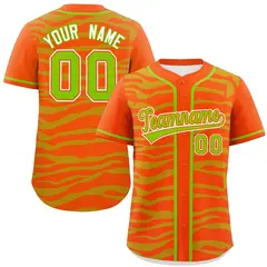 Orange Neon Green Zebra Graffiti Authentic Baseball Jersey 1