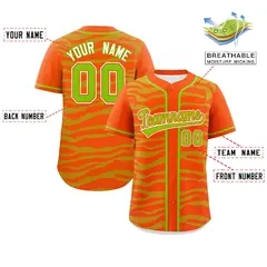 Orange Neon Green Zebra Graffiti Authentic Baseball Jersey 2