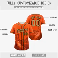 Orange Old Gold Black Reversible City Skyline Graffiti Baseball Jersey 3