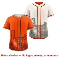Orange Old Gold Black Reversible City Skyline Graffiti Baseball Jersey 8