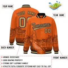 Orange Old Gold-Black San Francisco Skyline Varsity Full-Snap Track Jacket 2