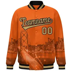 Orange Old Gold-Black San Francisco Skyline Varsity Full-Snap Track Jacket 3
