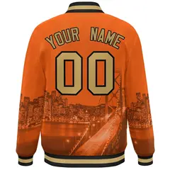 Orange Old Gold-Black San Francisco Skyline Varsity Full-Snap Track Jacket 4