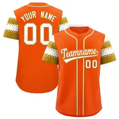 Orange Old Gold White Flag Lace Sleeve Baseball Jersey