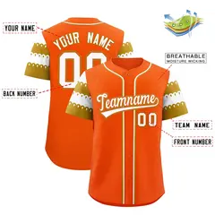 Orange Old Gold White Flag Lace Sleeve Baseball Jersey 2
