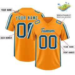 Orange Panther Blue and White Side Stripe Football Jersey 2