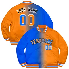 Orange Panther Blue-Black Two Tone Gradient Bomber Jacket 1