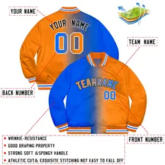 Orange Panther Blue-Black Two Tone Gradient Bomber Jacket 2