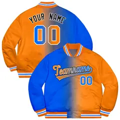 Orange Panther Blue-Black Two Tone Gradient Letterman Jacket