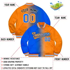Orange Panther Blue-Black Two Tone Gradient Letterman Jacket 2
