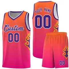 Orange Pink-Purple Flame Gradient Fashion Basketball Jersey