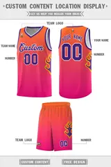 Orange Pink-Purple Flame Gradient Fashion Basketball Jersey 2