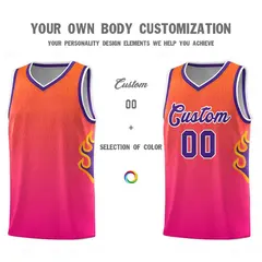 Orange Pink-Purple Flame Gradient Fashion Basketball Jersey 3