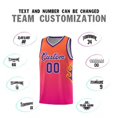 Orange Pink-Purple Flame Gradient Fashion Basketball Jersey 4