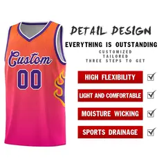 Orange Pink-Purple Flame Gradient Fashion Basketball Jersey 5