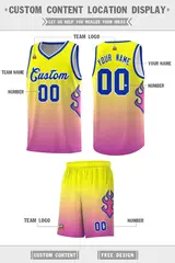 Orange Pink-Royal Flame Gradient Basketball Jersey 2