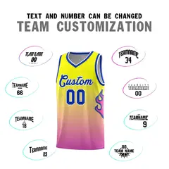 Orange Pink-Royal Flame Gradient Basketball Jersey 4