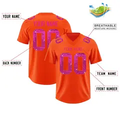 Orange Pink Sequin Lettering Football Jersey 2